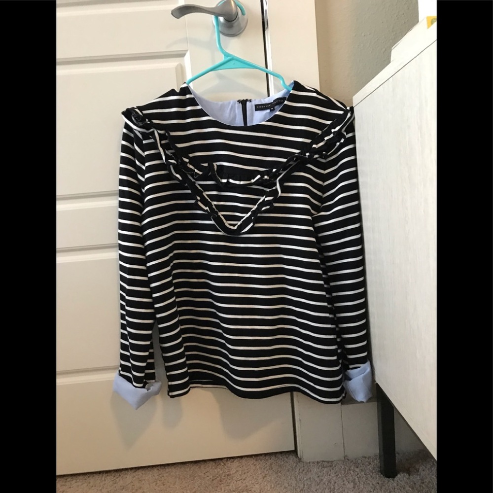 Stripe and ruffle evereve sweater